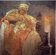 Alphonse Mucha Woman With a Burning Candle oil painting artist